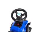 Bébitaxi, Multistore 658T, New Holland traktor, kék, 88 x 27 x 43 cm, kormánydudával és indításhanggal, utánfutóval, borulásgátlóval, 12 hónapos kortól, teherbírás: 25 kg, elemes (2 x AA - nem tartozék)