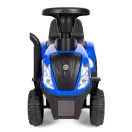 Bébitaxi, Multistore 658T, New Holland traktor, kék, 88 x 27 x 43 cm, kormánydudával és indításhanggal, utánfutóval, borulásgátlóval, 12 hónapos kortól, teherbírás: 25 kg, elemes (2 x AA - nem tartozék)