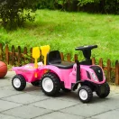 Bébitaxi, Multistore 658T, New Holland traktor, rózsaszín, 88 x 27 x 43 cm, kormánydudával és indításhanggal, utánfutóval, borulásgátlóval, 12 hónapos kortól, teherbírás: 25 kg, elemes (2 x AA - nem tartozék)
