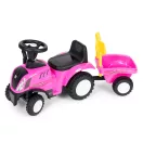 Bébitaxi, Multistore 658T, New Holland traktor, rózsaszín, 88 x 27 x 43 cm, kormánydudával és indításhanggal, utánfutóval, borulásgátlóval, 12 hónapos kortól, teherbírás: 25 kg, elemes (2 x AA - nem tartozék)