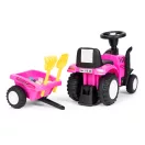 Bébitaxi, Multistore 658T, New Holland traktor, rózsaszín, 88 x 27 x 43 cm, kormánydudával és indításhanggal, utánfutóval, borulásgátlóval, 12 hónapos kortól, teherbírás: 25 kg, elemes (2 x AA - nem tartozék)