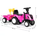 Bébitaxi, Multistore 658T, New Holland traktor, rózsaszín, 88 x 27 x 43 cm, kormánydudával és indításhanggal, utánfutóval, borulásgátlóval, 12 hónapos kortól, teherbírás: 25 kg, elemes (2 x AA - nem tartozék)