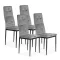 Étkezőszék, ModernHome F261-3KD, 4 db, szürke, 98 x 40 x 40 cm, bársony kárpit, acél lábak, magas háttámla, teherbírás: 120 kg
