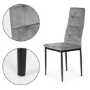 Étkezőszék, ModernHome F261-3KD, 4 db, szürke, 98 x 40 x 40 cm, bársony kárpit, acél lábak, magas háttámla, teherbírás: 120 kg