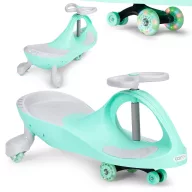   Wiggle autó, ECOTOYS YM-SW-1, zöld, 79 x 36 x 38,5 cm, LED-es világító gumírozott kerekek, 360°-ban forgó kormány, beltéri/kültéri, teherbírás: 70 kg, 3 év felett