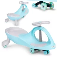   Wiggle autó, ECOTOYS YM-SW-1, kék, 79 x 36 x 38,5 cm, LED-es világító gumírozott kerekek, 360°-ban forgó kormány, beltéri/kültéri, teherbírás: 70 kg, 3 év felett