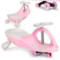  Wiggle autó, ECOTOYS YM-SW-1, rózsaszín, 79 x 36 x 38,5 cm, LED-es világító gumírozott kerekek, 360°-ban forgó kormány, beltéri/kültéri, teherbírás: 70 kg, 3 év felett
