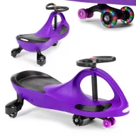   Wiggle autó, ECOTOYS YM-SW-1, lila, 79 x 36 x 38,5 cm, LED-es világító gumírozott kerekek, 360°-ban forgó kormány, beltéri/kültéri, teherbírás: 70 kg, 3 év felett