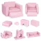 Gyerek moduláris fotel, ECOTOYS TMSRT-13, rózsaszín, 8 modul, levehető és mosható huzat, habszivacs, átalakítható kanapévá, puffá, matraccá, teherbírás: 120 kg