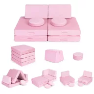   Gyerek moduláris fotel, ECOTOYS TMSRT-14, rózsaszín, 8 modul, levehető és mosható huzat, habszivacs, átalakítható kanapévá, puffá, matraccá, teherbírás: 120 kg, 2 gyermeknek