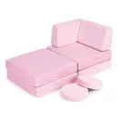 Gyerek moduláris fotel, ECOTOYS TMSRT-14, rózsaszín, 8 modul, levehető és mosható huzat, habszivacs, átalakítható kanapévá, puffá, matraccá, teherbírás: 120 kg, 2 gyermeknek
