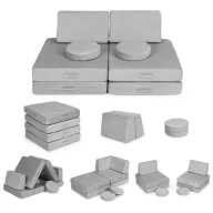   Gyerek moduláris fotel, ECOTOYS TMSRT-14, szürke, 8 modul, levehető és mosható huzat, habszivacs, átalakítható kanapévá, puffá, matraccá, teherbírás: 120 kg, 2 gyermeknek