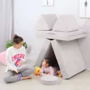 Gyerek moduláris fotel, ECOTOYS TMSRT-14, szürke, 8 modul, levehető és mosható huzat, habszivacs, átalakítható kanapévá, puffá, matraccá, teherbírás: 120 kg, 2 gyermeknek