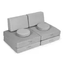 Gyerek moduláris fotel, ECOTOYS TMSRT-14, szürke, 8 modul, levehető és mosható huzat, habszivacs, átalakítható kanapévá, puffá, matraccá, teherbírás: 120 kg, 2 gyermeknek