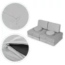 Gyerek moduláris fotel, ECOTOYS TMSRT-14, szürke, 8 modul, levehető és mosható huzat, habszivacs, átalakítható kanapévá, puffá, matraccá, teherbírás: 120 kg, 2 gyermeknek