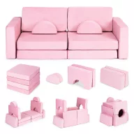   Gyerek moduláris fotel, ECOTOYS TMSRT-15, rózsaszín, 10 modul, levehető és mosható huzat, habszivacs, átalakítható kanapévá, puffá, matraccá, teherbírás: 120 kg, 2 gyermeknek