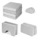 Gyerek moduláris fotel, ECOTOYS TMSRT-15, szürke, 10 modul, levehető és mosható huzat, habszivacs, átalakítható kanapévá, puffá, matraccá, teherbírás: 120 kg, 2 gyermeknek