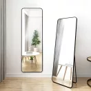 Álló tükör, ModernHome VKM-915B, fekete keret, 159 x 39 cm, csúszásgátló talpakkal, falra akasztható