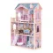 Fa babaház, ECOTOYS 8106, kastély, 84 x 38 x 123,5 cm, 3 szint, 4 szoba, 11 db bútorral, erkélyes