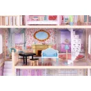 Fa babaház, ECOTOYS 8106, kastély, 84 x 38 x 123,5 cm, 3 szint, 4 szoba, 11 db bútorral, erkélyes