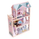 Fa babaház, ECOTOYS 8106, kastély, 84 x 38 x 123,5 cm, 3 szint, 4 szoba, 11 db bútorral, erkélyes