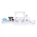 Fa babaház, ECOTOYS 8106, kastély, 84 x 38 x 123,5 cm, 3 szint, 4 szoba, 11 db bútorral, erkélyes