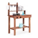 Kültéri játékkonyha, ECOTOYS TL814005, fa, 59,5 x 29,5 x 84,5 cm, működő csappal, forgó gombokkal, 7 db fém tartozékkal, 3 éves kortól