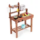 Kültéri játékkonyha, ECOTOYS TL814005, fa, 59,5 x 29,5 x 84,5 cm, működő csappal, forgó gombokkal, 7 db fém tartozékkal, 3 éves kortól