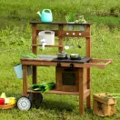 Kültéri játékkonyha, ECOTOYS TL814004, fa, 89 x 31 x 80,5 cm, működő csappal, forgó gombokkal, 10 db fém tartozékkal, 3 éves kortól