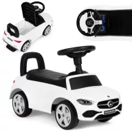   Bébitaxi, Multistore 667, Mercedes C-osztály, fehér, 64 x 28 x 37 cm, kormánydudával és indításhanggal, ülés alatti tárolóval, borulásgátlóval, 12 hónapos kortól, teherbírás: 25 kg, elemes (2 x AAA - nem tartozék)