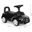 Bébitaxi, Multistore 667, Mercedes C-osztály, fekete, 64 x 28 x 37 cm, kormánydudával és indításhanggal, ülés alatti tárolóval, borulásgátlóval, 12 hónapos kortól, teherbírás: 25 kg, elemes (2 x AAA - nem tartozék)