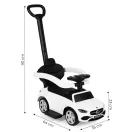 Bébitaxi, Multistore 668, Mercedes C-osztály, fehér, 64 x 90 x 35 cm, kormánydudával és indításhanggal, ülés alatti tárolóval, borulásgátlóval, szülői tolókarral, 12 hónapos kortól, teherbírás: 25 kg, elemes (2 x AAA - nem tartozék)