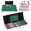 Póker és Blackjack készlet, Multistore D50011501SS, 500 db, 2 pakli kártya, 5 dobókocka, játékszőnyeg 90 x 60 cm, zárható fém koffer, akár 8 játékosig