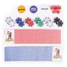 Póker és Blackjack készlet, Multistore D50011501SS, 500 db, 2 pakli kártya, 5 dobókocka, játékszőnyeg 90 x 60 cm, zárható fém koffer, akár 8 játékosig