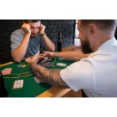 Póker és Blackjack készlet, Multistore D50011501SS, 500 db, 2 pakli kártya, 5 dobókocka, játékszőnyeg 90 x 60 cm, zárható fém koffer, akár 8 játékosig