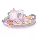 Játék teáskészlet, ECOTOYS W10D824, 15 db, fa, szerepjátékhoz és játékkonyhához, 3 éves kortól