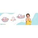Játék teáskészlet, ECOTOYS W10D824, 15 db, fa, szerepjátékhoz és játékkonyhához, 3 éves kortól