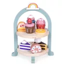 Játék teáskészlet, ECOTOYS HM327785, 27 db, tálcával, kannával, csészékkel és sütikkel, 3 éves kortól, realisztikus szerepjátékhoz