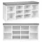 Cipőtároló pad, ModernHome WYJ-015, 104 x 49 x 30,5 cm, fehér/szürke, 10 polc, teherbírás: 100 kg