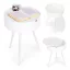 Dohányzóasztal, ModernHome CT3022, fehér, átmérő: 40 cm, kör alakú, magasság: 54 cm, fém váz, műanyag asztallap, levehető tető, alsó tárolórekesz