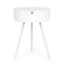 Dohányzóasztal, ModernHome CT3022, fehér, átmérő: 40 cm, kör alakú, magasság: 54 cm, fém váz, műanyag asztallap, levehető tető, alsó tárolórekesz