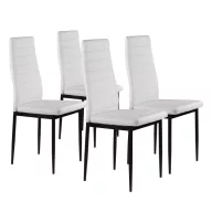   Étkezőszék, KE01, 4 db, fehér, 92 x 40 x 40 cm, ökobőr kárpit, porszórt acél lábak, magas háttámla, teherbírás: 120 kg