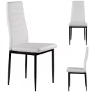 Étkezőszék, KE01, 4 db, fehér, 92 x 40 x 40 cm, ökobőr kárpit, porszórt acél lábak, magas háttámla, teherbírás: 120 kg