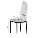 Étkezőszék, KE01, 4 db, fehér, 92 x 40 x 40 cm, ökobőr kárpit, porszórt acél lábak, magas háttámla, teherbírás: 120 kg