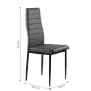 Étkezőszék, KE01, 4 db, szürke, 92 x 40 x 40 cm, műbőr kárpit, porszórt acél lábak, teherbírás: 120 kg