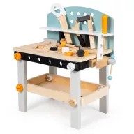   Gyerek munkapad, ECOTOYS 1178, fa, 45 x 28 x 49 cm, 38 db-os szerszámkészlettel, satuval, szerszámtartóval, polccal, 3 éves kortól