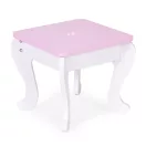 Gyerek sminkasztal, ECOTOYS 2950, 54 x 88 x 38 cm, fehér/rózsaszín, fából készült, tükörrel, fiókkal, ülőkével, 7 db játékkiegészítővel, 3 éves kortól