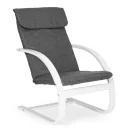 Hintaszék, ModernHome TXWQM-31-6, szürke/fehér, 96 x 67 x 83 cm, lábtartóval, levehető huzat, fa és fém váz, 120 kg teherbírás