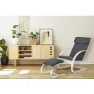 Hintaszék, ModernHome TXWQM-31-6, szürke/fehér, 96 x 67 x 83 cm, lábtartóval, levehető huzat, fa és fém váz, 120 kg teherbírás