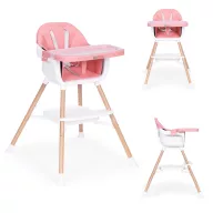   Etetőszék, ECOTOYS HC508, rózsaszín, 2 az 1-ben magasságállítás, levehető tálcával, fém lábak, 5 pontos biztonsági öv, teherbírás: 20 kg